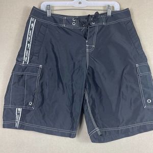 Pelagic Mens 32 Athletic Cargo Shorts Black Adjustable Waist‎ Lightweight